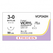 Шовный материал ВИКРИЛ ПЛЮС 3/0 90 см. фиолетовый Кол. 26 мм. 1/2 Ethicon