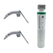 Ларингоскоп с набором клинков MEGALIGHT (№ 2,4), увеличенное световое пятно, для проведения затрудненной интубации, на батарейках,LED лампа, интегрированный световод