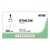 Шовный материал ЭТИЛОН 1. 200 см петля. черный Кол. масс. 48 мм. 1/2 Ethicon