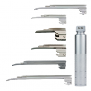 Ларингоскоп с набором клинков Miller (№ 00, 0, 1, 2, 3, 4) на батарейках, лампочка вакумная, прямой клинок, без сумочки