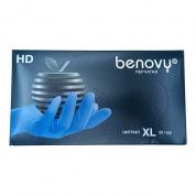 ! Перчатки нитриловые BENOVY Nitrile Chlorinated, голубые, размер XL, текстурированные полностью, 50 пар в упаковке