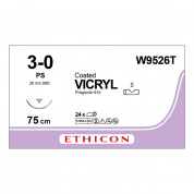 Шовный материал ВИКРИЛ 3/0. 75 cм. неокрашенный Прайм обр.-реж. 26 мм. 3/8 Ethicon