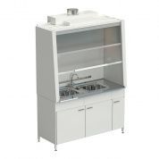 Шкаф вытяжной с двойной мойкой и ВЗБ светильником 1520х750х2160 мм, рабочая поверхность - нержавеющая сталь