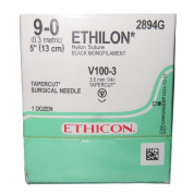 Шовный материал Полиамид / мононайлон 9/0, 30 см, черный Шпат. МП Ethicon