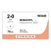 Шовный материал МОНОКРИЛ 2/0, 70 см, фиолетовый Кол.-реж. 26 мм, 1/2 Ethicon