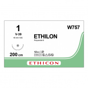 Шовный материал ЭТИЛОН 1. 200 см петля. черный Кол.-реж. масс. 45 мм. 1/2 Ethicon