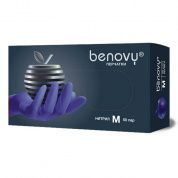BENOVY Nitrile MultiColor перчатки нитриловые текстурированные на пальцах, сиренево-голубые, M, 50 пар