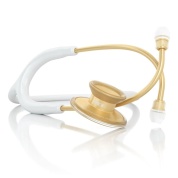 Облегченный стетоскоп Acoustica Deluxe (белый/желтое золото), MDF