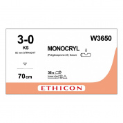Шовный материал МОНОКРИЛ 3/0, 70 см, неокрашенный Реж. прямая 60 мм Ethicon