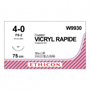 Шовный материал ВИКРИЛ РАПИД 4/0. 75 см.не окрашен Обр.-реж. 19 мм. 3/8 Ethicon