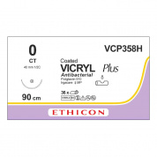 Шовный материал ВИКРИЛ ПЛЮС 0 90 см. фиолетовый Кол. массивная 40 мм. 1/2 Ethicon