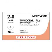 Шовный материал МОНОКРИЛ ПЛЮС 2/0, 70 см, фиолетовый Кол.-реж. 36 мм, 1/2 Ethicon