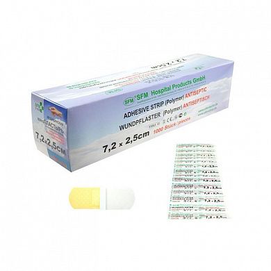 Лейкопластырь бактерицидный SFM-Strip 7,2 см х 2,5 см №1, полимерная основа, 1000 шт/уп