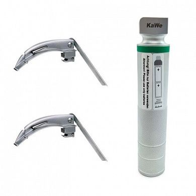 Ларингоскоп с набором клинков MEGALIGHT (№ 3,4), увеличенное световое пятно, для проведения затрудненной интубации, на батарейках, LED лампа, интегрированный световод