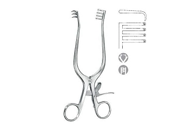Ранорасширитель с кремальерой с тупыми зубцами, по WEITLANER, 20 см KLS Martin, Германия