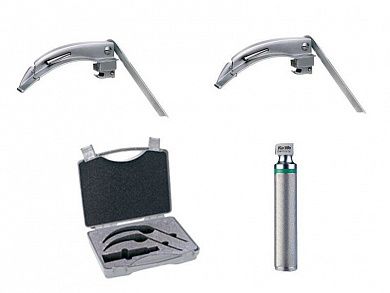 Ларингоскоп с комплектом клинков для взрослых (для проведения затрудненной интубации) (на батарейках, лампочка LED)