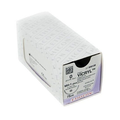 Шовный материал ВИКРИЛ 0. 90 см фиолетовый Кол.-реж. 36 мм. 1/2 Ethicon