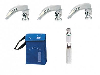 Ларингоскоп в наборе 3 клинка для взрослых (на аккумуляторах, лампочка ксенон)