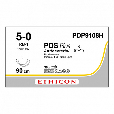 Шовный материал ПДС ПЛЮС 5/0. 90 см. фиолетовый Кол. 17 мм х 2. 1/2 Ethicon