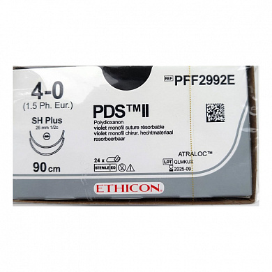 Шовный материал ПДС II 4/0. 90 см. фиолет. Кол. 26 мм х 2. 1/2 Ethicon