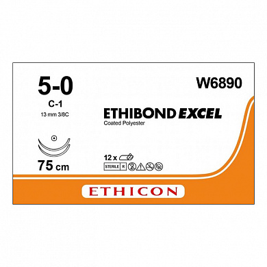 Шовный материал ЭТИБОНД Эксел 5/0. 75 см. зеленый Кол. 13 мм. х 2 шт. 3/8 Ethicon