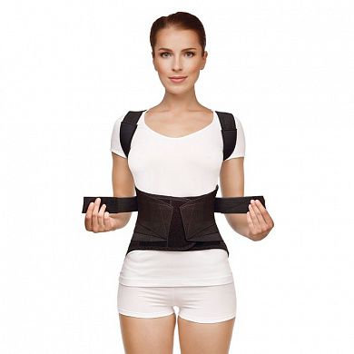 Бандаж фиксирующий грудопоясничный модель 1402 размер 4 (черный)