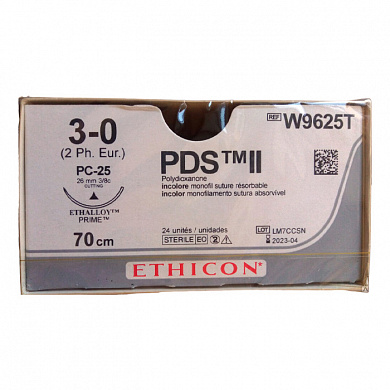 Шовный материал ПДС II 3/0. 70 см. н/окр. Прайм реж. 26 мм. 3/8 Ethicon