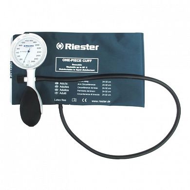 Механический тонометр e-mega Riester в наборе (e-mega белая, 1 шланговая, 3 дезин манжеты c подставкой)