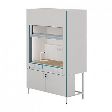 Вытяжной шкаф с сантехникой и столешницей из керамогранитной плитки Теолаб ШВ-1500 КГ-С-Комфорт