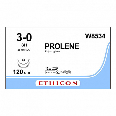 Шовный материал ПРОЛЕН 3/0, 120 см, синий Кол. 26 мм х 2, 1/2 Ethicon