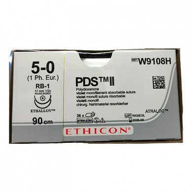 Шовный материал ПДС II 5/0. 90 см. фиолет. Кол. 17 мм. х 2 1/2 Ethicon