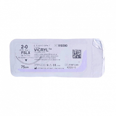 Шовный материал ВИКРИЛ 2/0. 75 см фиолетовый Обратно-реж. 36 мм. 3/8 Ethicon