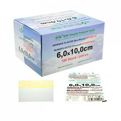 Лейкопластырь бактерицидный SFM-Strip, 6,0 см х 10,0 см №1, нетканая основа, 100 шт/уп