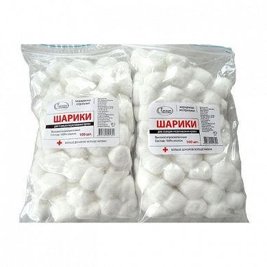 Ватные шарики нестерильные, упак./100шт, Россия