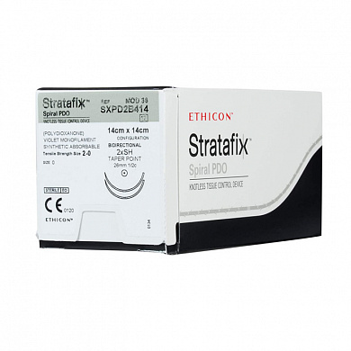 Шовный материал Stratafix Spiral PDO 2/0, двунаправл.14+14см, фиолет. Кол. 26 мм х 2, 1/2 Ethicon