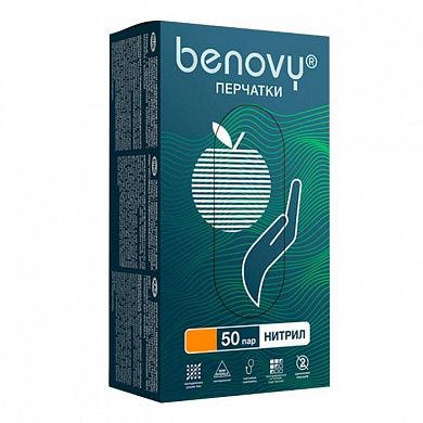 ! Перчатки нитриловые медицинские BENOVY Nitrile MultiColor, зеленые, размер M, 50 пар в упаковке