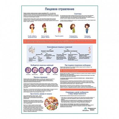 Пищевое отравление, медицинский плакат А1+/А2+