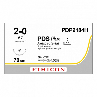 Шовный материал ПДС ПЛЮС 2/0. 70 см. фиолетовый Кол.-реж. 26 мм. 1/2 Ethicon