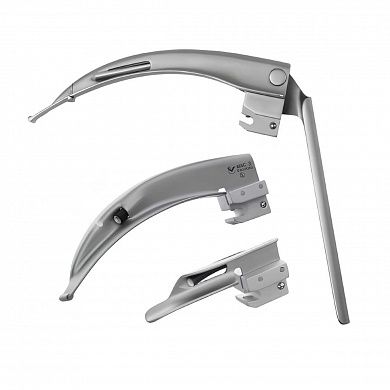 Металлический клинок Macintosh №1 c лампочным источником освещения для ларингоскопа Volkmann