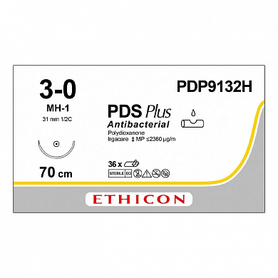 Шовный материал ПДС ПЛЮС 3/0. 70 см. фиолетовый Кол. 31 мм. 1/2 Ethicon