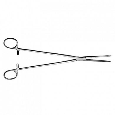 Зажим жесткий д/влагалищных операций, изогнутый, №1, 219 мм
