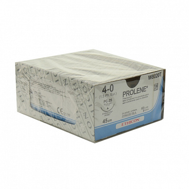 Шовный материал ПРОЛЕН 4/0, 45 см, синий Прайм реж. 26 мм, 3/8 Ethicon