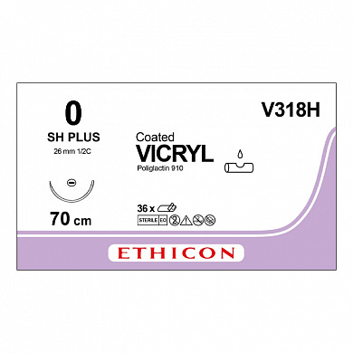 Шовный материал ВИКРИЛ 0. 70 см фиолетовый Кол. 26 мм. 1/2 Ethicon