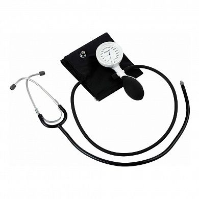 Механический тонометр e-mega (1 шланг, со встроенным стетоскопом, манжета на липучке стандартная (обхват 24-32 см.), латексная), Riester
