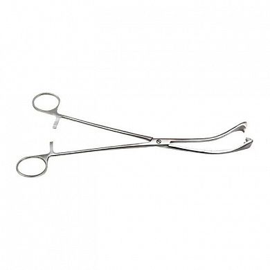 Щипцы маточные трехзубые, изогнутые для оттягивания матки, 260 мм Surgiwell, Пакистан
