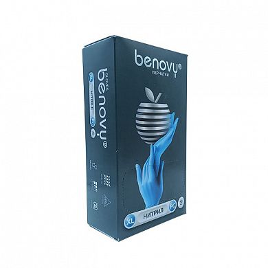 ! Перчатки нитриловые BENOVY Nitrile РС, голубые, размер XL, текстурированные на пальцах, 50 пар в упаковке