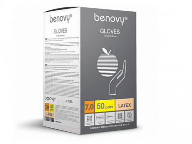 Перчатки Бинови Sterile Latex, бесцветные, р-м M, 50 пар в упаковке