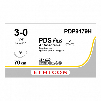 Шовный материал ПДС ПЛЮС 3/0. 70 см. фиолетовый Кол.-реж. 26 мм. 1/2 Ethicon