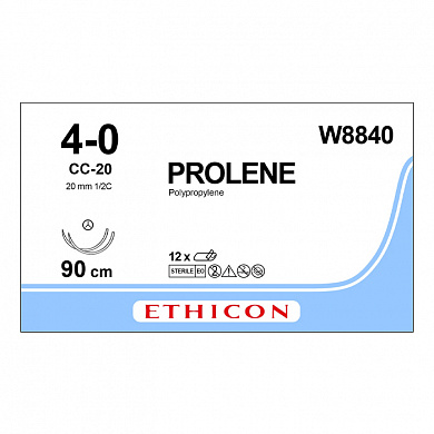 Шовный материал ПРОЛЕН 4/0, 90 см, синий СС 20 мм х 2, 1/2 Ethicon