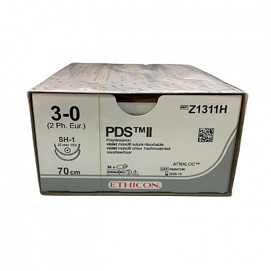 Шовный материал ПДС II 3/0. 70 см. фиолет. Кол. 22 мм х 2. 1/2 Ethicon